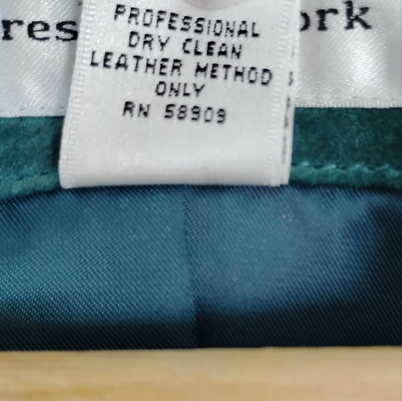 Preston & York Suede Leather Blazer Jacket Deep Teal Single-Breasted Notch Lapel - Picture 10 of 10